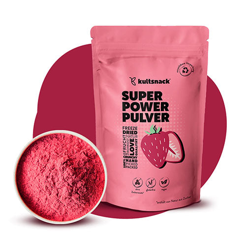 Super-Power-Pulver-gefriergetrocknete-Erdbeeren